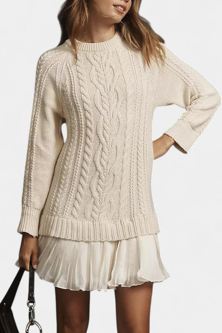Brielle | Cable-Knit Pleated Sweater Dress
