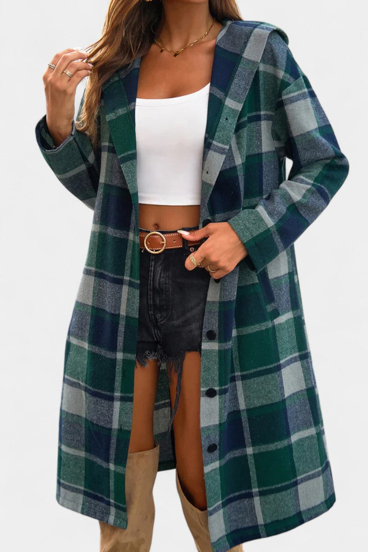 Odalys | Hooded Longline Check Coat