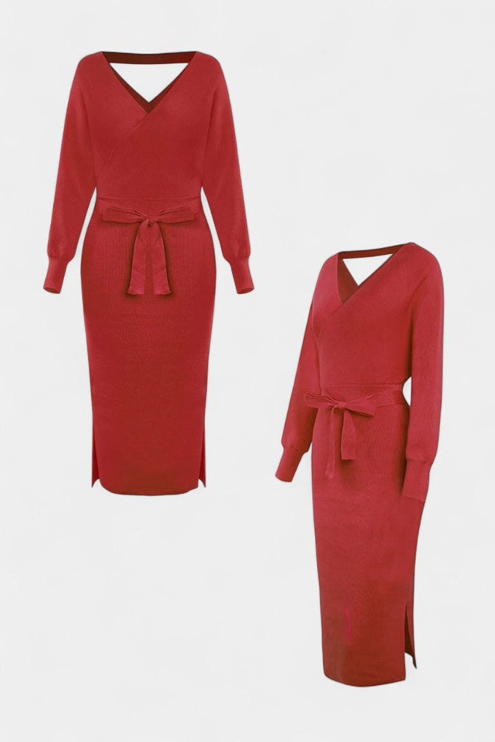 Emmeline | Backless Wrap Midi Dress