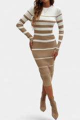 Adalyn | Striped Ribbed Midi Dress