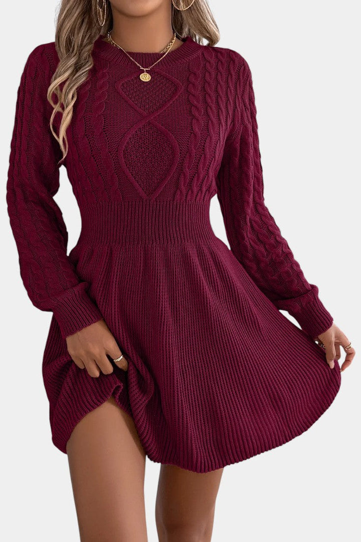 Leonora | Cable-Knit Mini Sweater Dress
