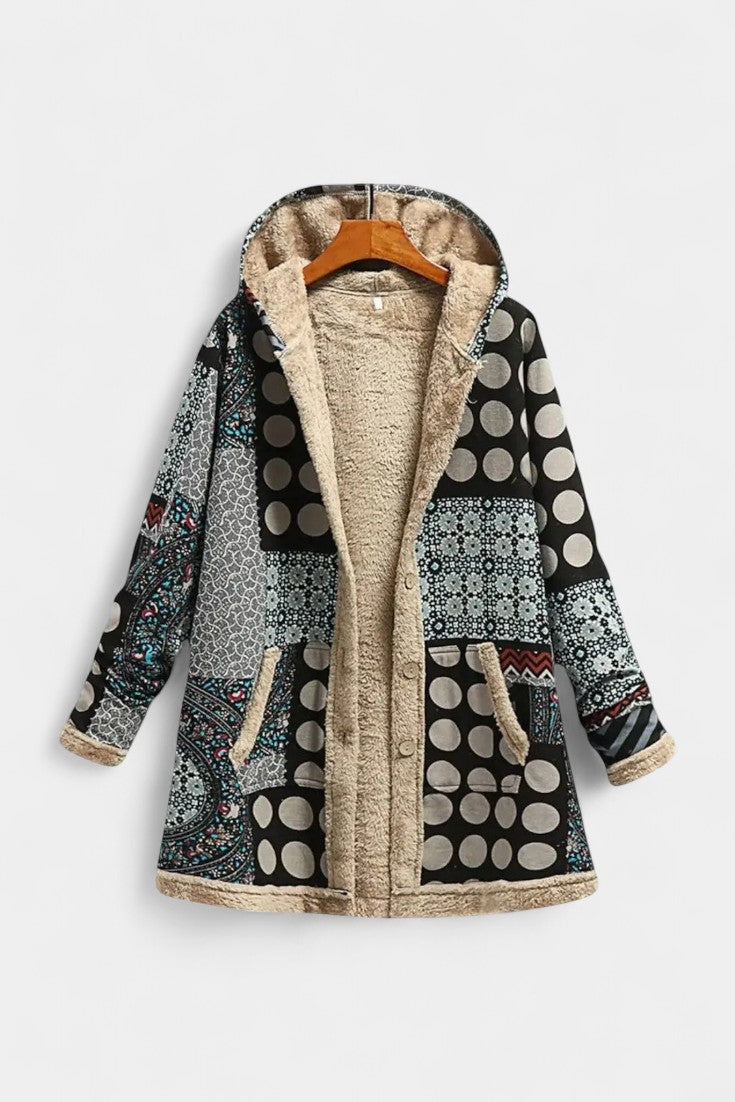 Nancy | Cozy Hooded Patchwork Coat