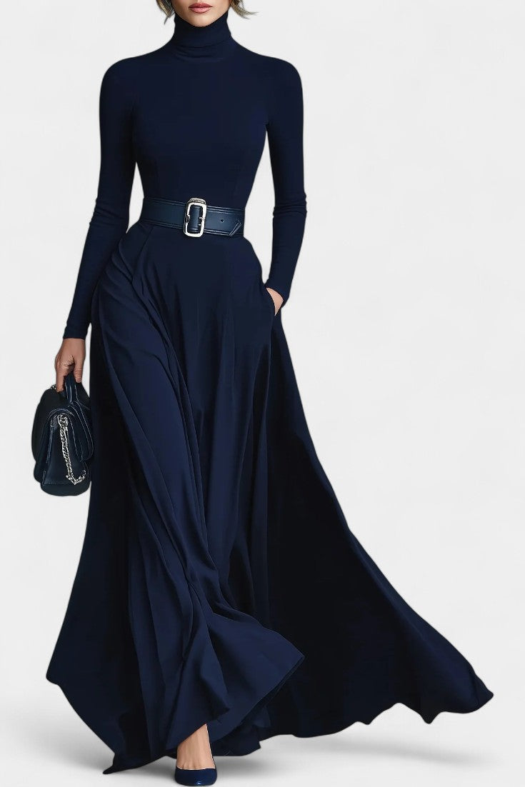 Gloria | High-Neck Flared Maxi Dress