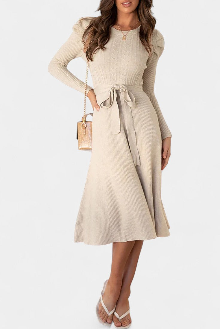 Estelle | Belted A-Line Midi Dress