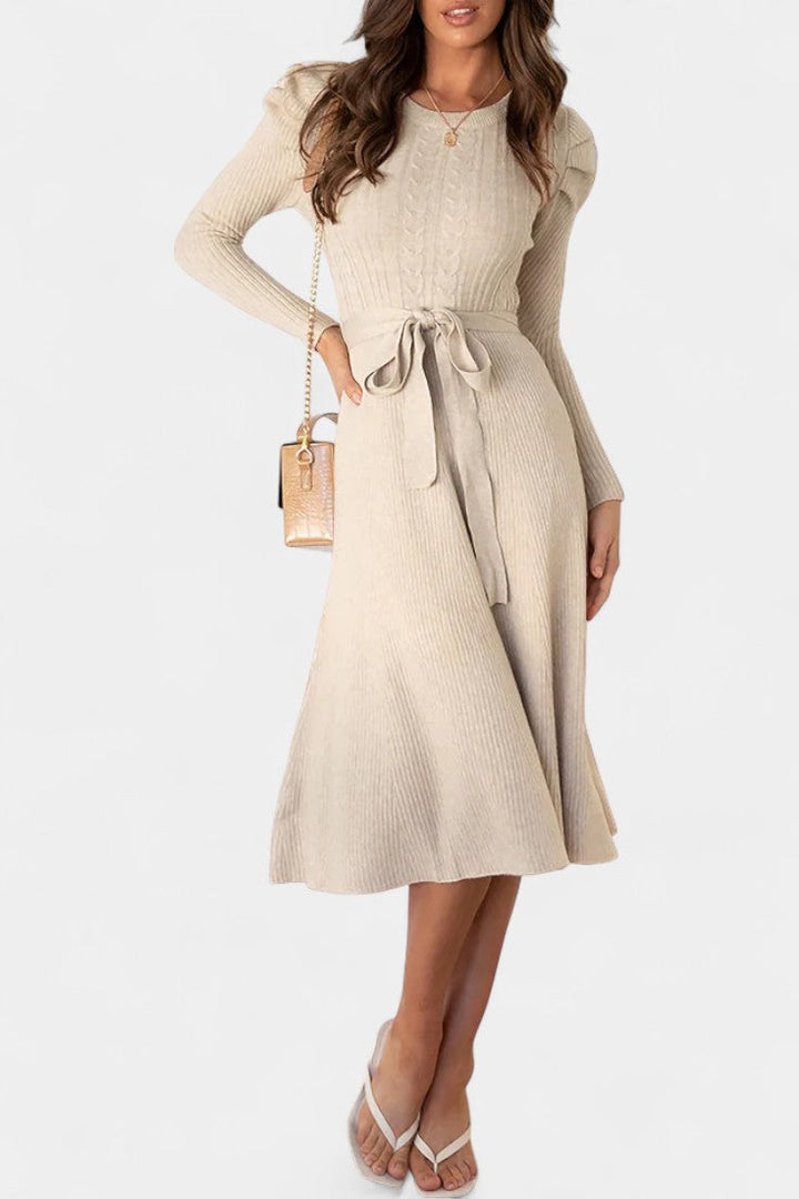 Estelle | Belted A-Line Midi Dress