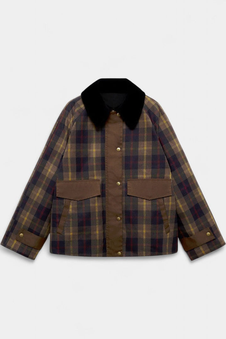 Maisie | Checked Field Jacket with Contrast Collar