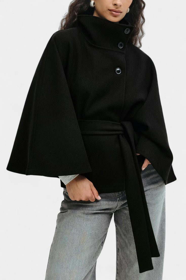 Sigrid | High-Neck Belted Cape