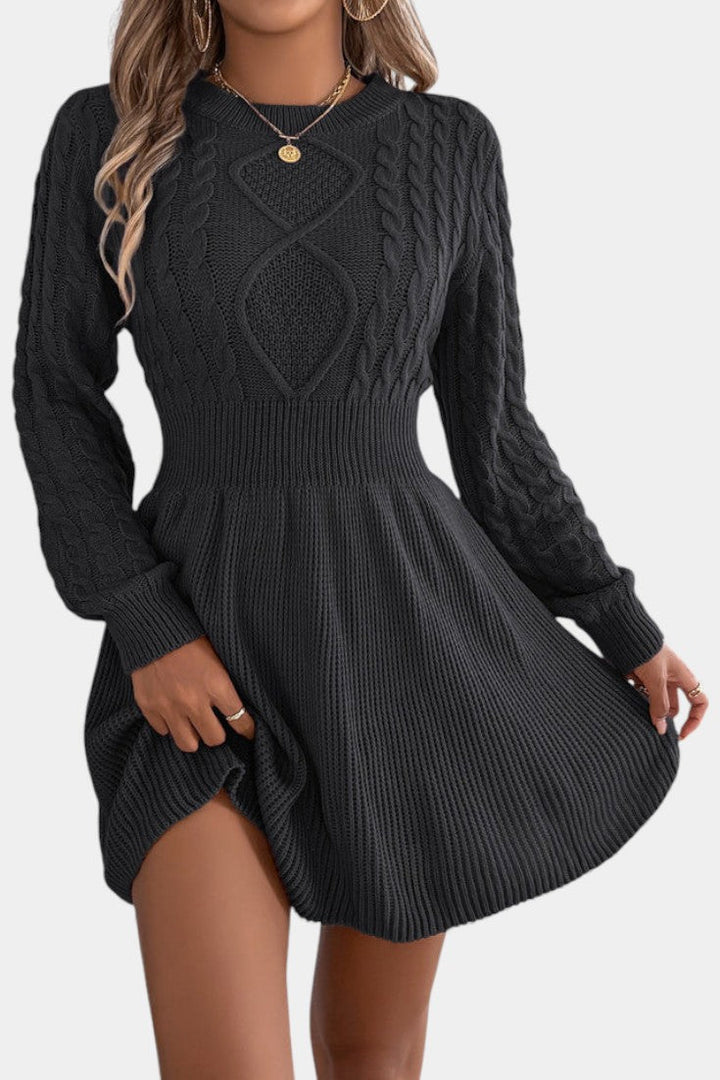 Leonora | Cable-Knit Mini Sweater Dress