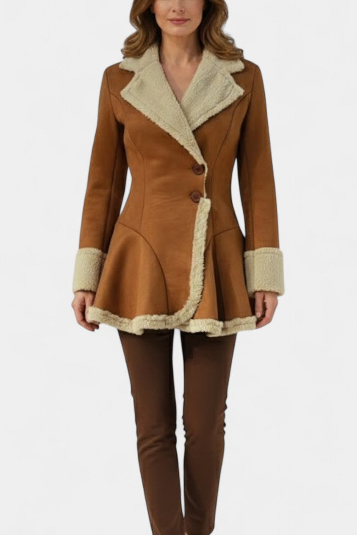 Adeline | Cozy Trim Flared Coat