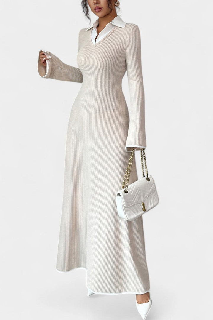 Roselle | Two-Tone Collared Maxi Dress