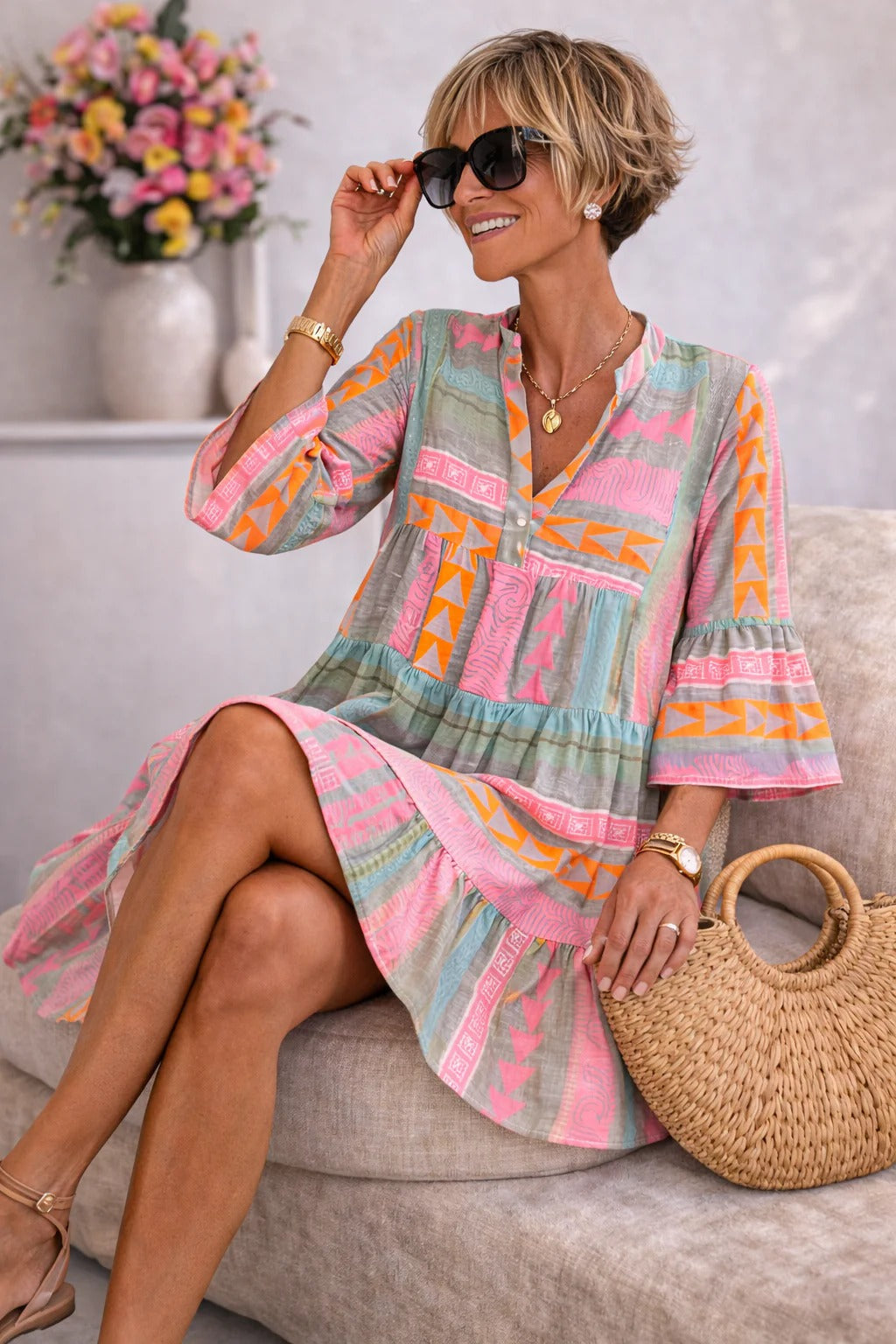 Maribel | Flowing Tiered Midi Dress