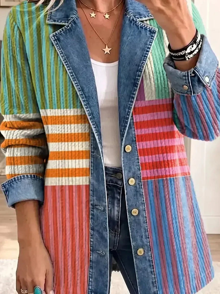 Sondra | Striped Colour-Block Shirt Jacket