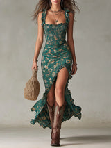 Vivien | Bohemian Floral Ruffled Maxi Dress