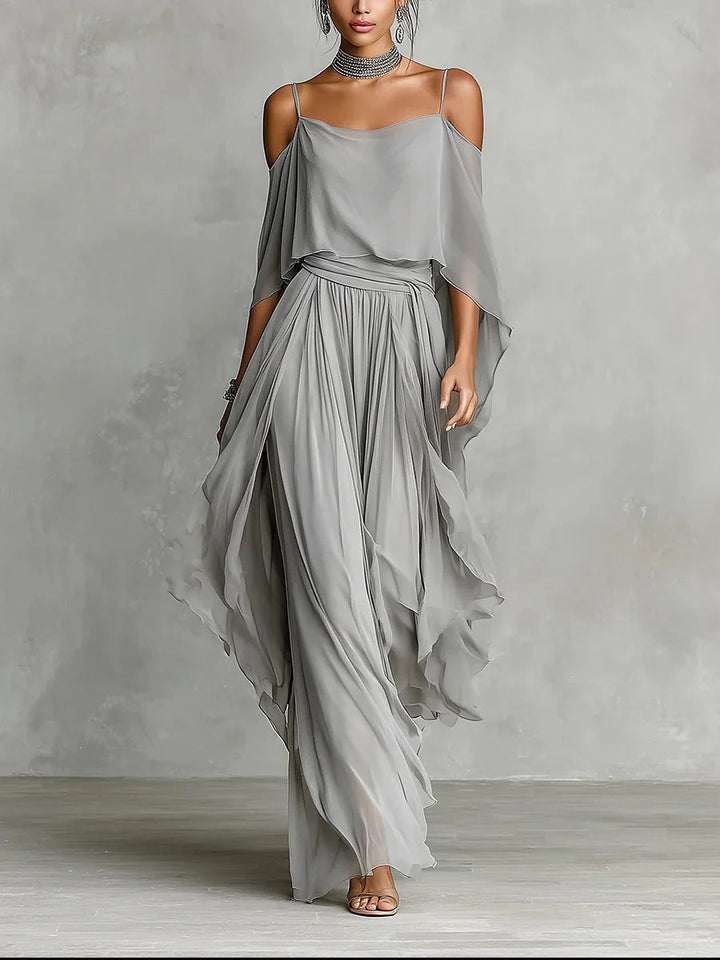 Clara | Women's Draped Cold-Shoulder Two-Piece Set