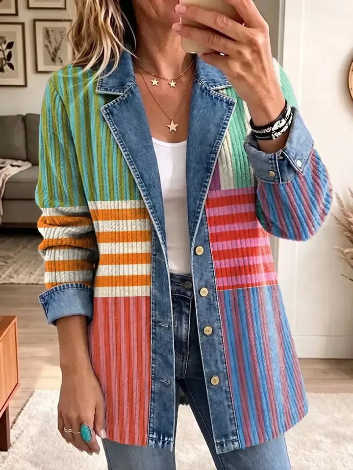 Sondra | Striped Colour-Block Shirt Jacket