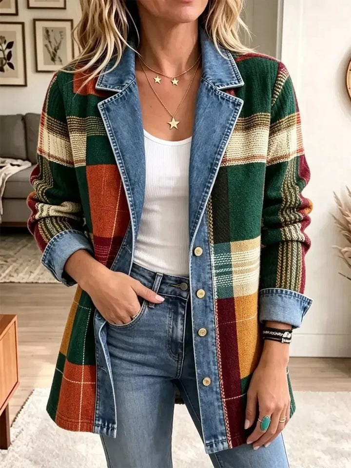 Audra | Colorblock Plaid Statement Jacket