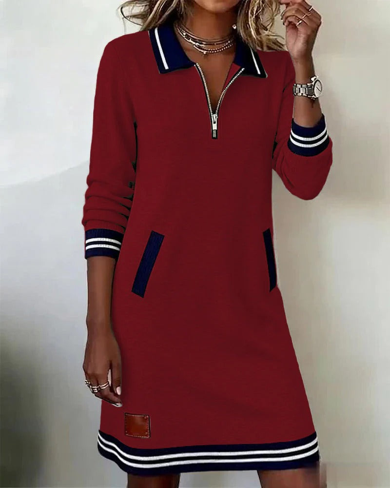 Paulina | Collared Zip-Front Dress