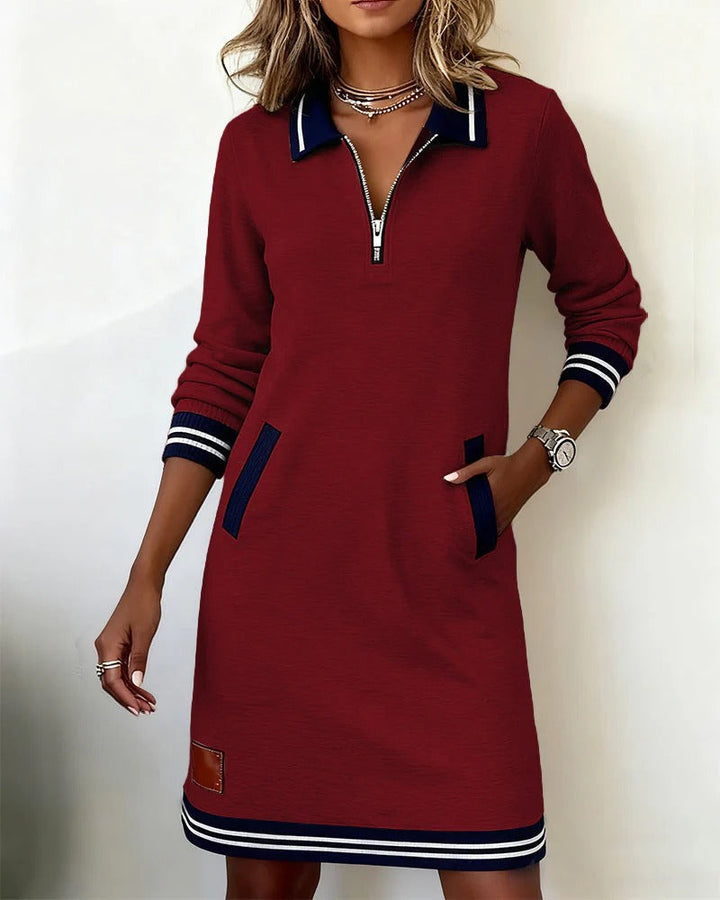 Paulina | Collared Zip-Front Dress