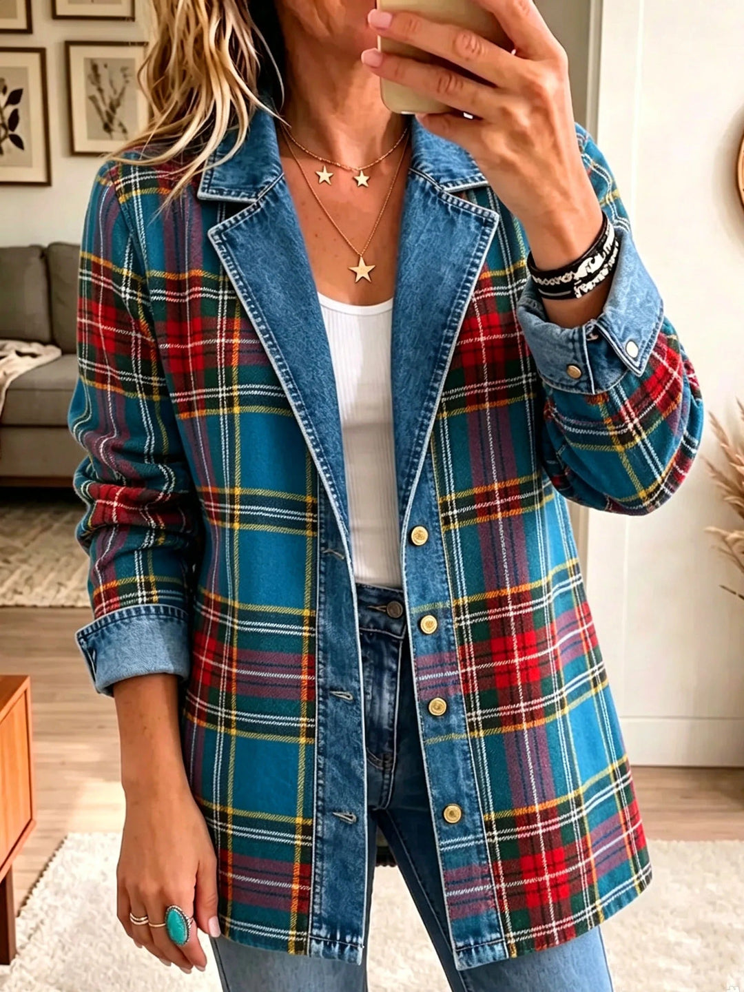 Maureen | Plaid Button-Front Shirt Jacket