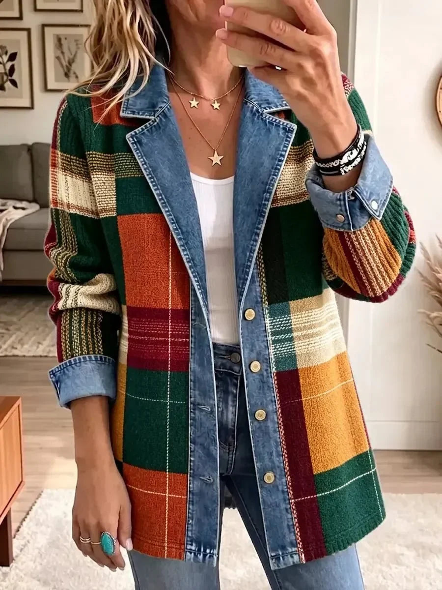 Audra | Colorblock Plaid Statement Jacket
