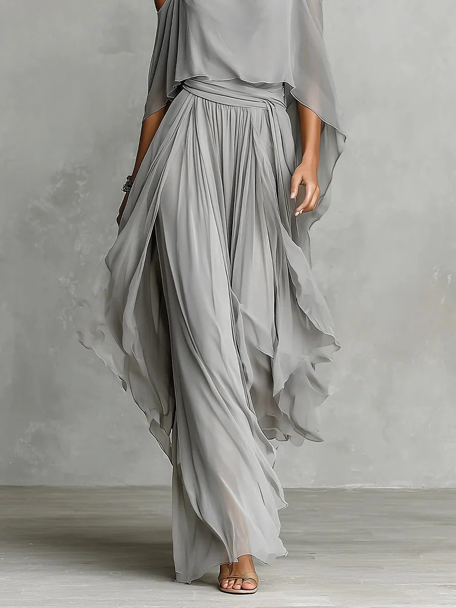 Clara | Women's Draped Cold-Shoulder Two-Piece Set