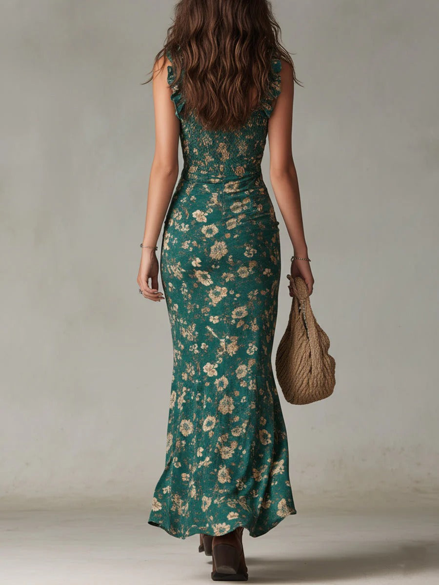 Vivien | Bohemian Floral Ruffled Maxi Dress