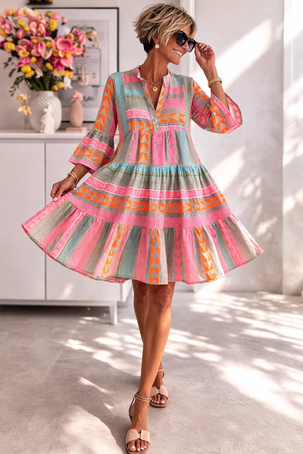 Maribel | Flowing Tiered Midi Dress