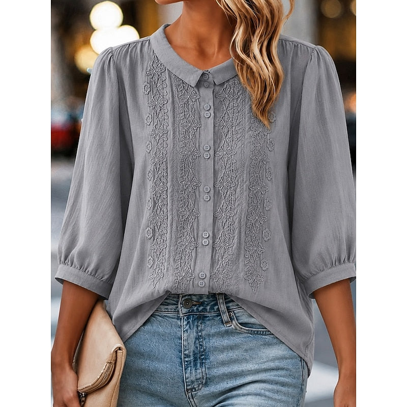 Harriet | Embroidered Peter Pan Collar Blouse