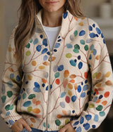 Pamela | Botanical Print Zip Cardigan