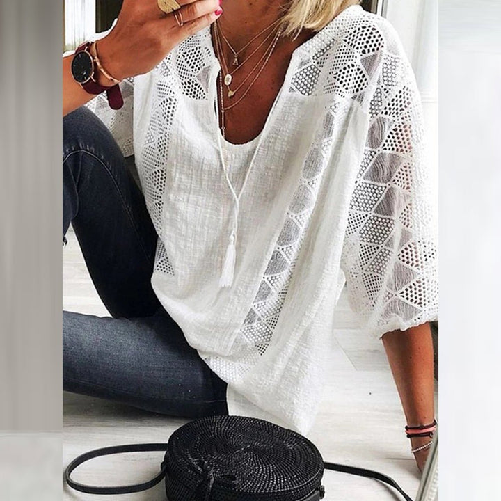 Colleen | Airy Lace-Trim Blouse