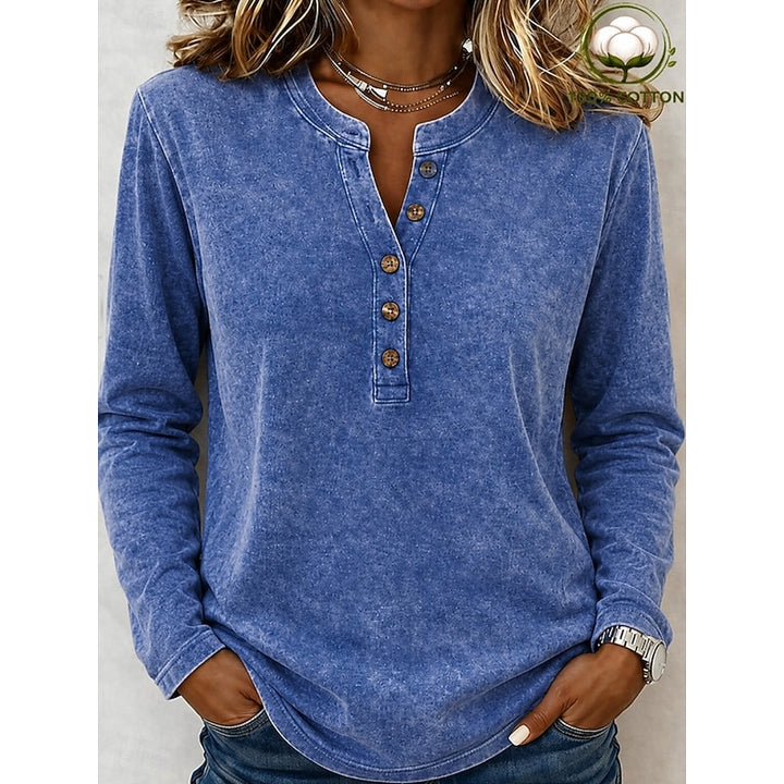 Elaine | Relaxed Button Henley Top