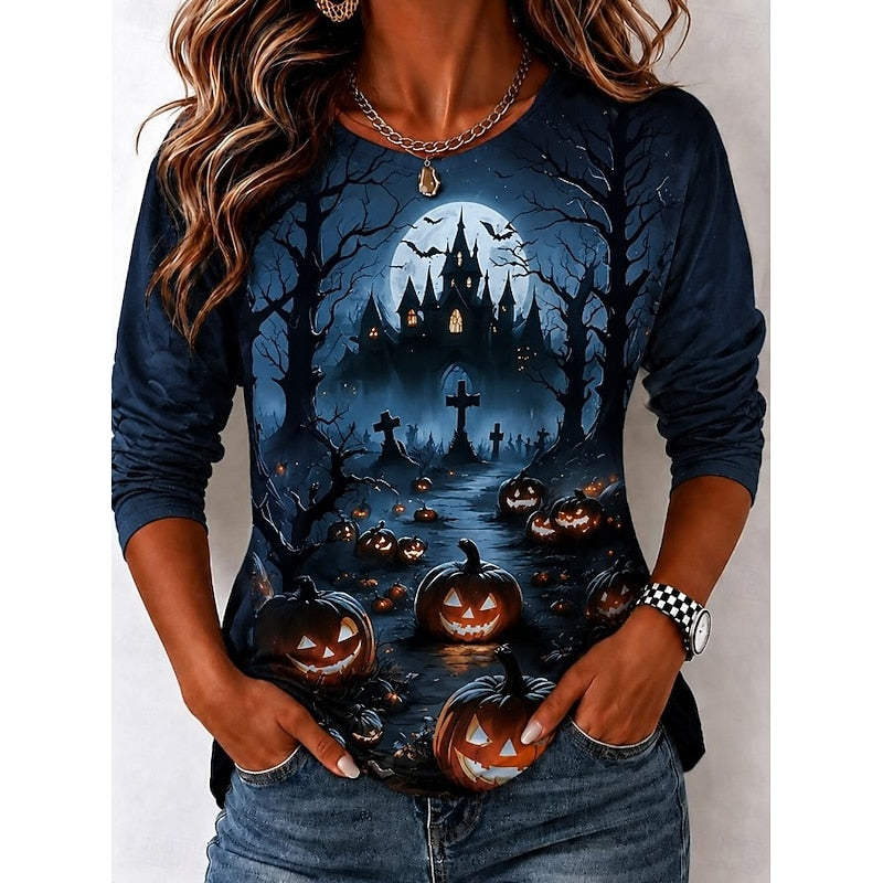 Hazel | Halloween Witch Silhouette Long Sleeve Top