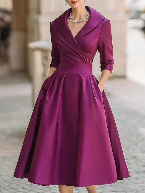Lucia | Elegant Portrait-Collar Dress