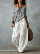 Margery | Relaxed Off-Shoulder Two-Piece Set