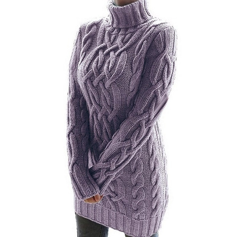 Helen | Cable-Knit Turtleneck Sweater Dress