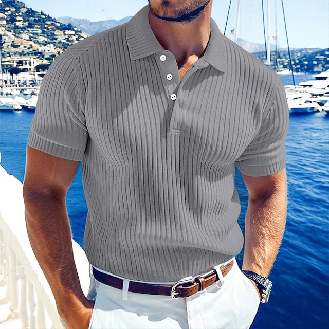 Marcus | Men's Ribbed Knit Polo Shirt
