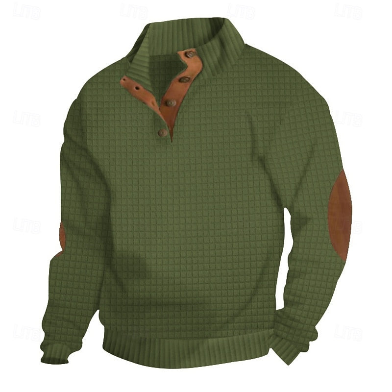 Bradley | Elbow-Patch Standing Collar Pullover
