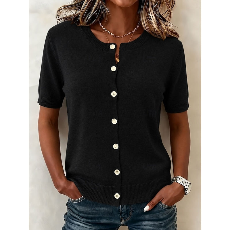 Cassidy | Button-Front Short-Sleeve Top