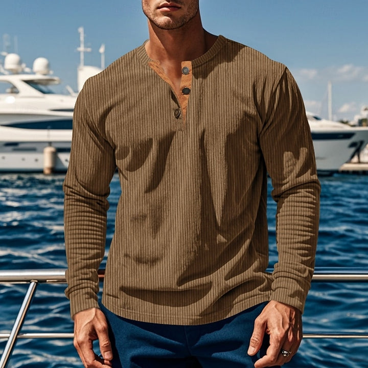 Grayson | Ribbed Long-Sleeve Henley Shirt