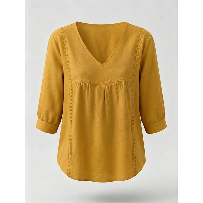 Evelyn | Relaxed Bohemian V-Neck Blouse