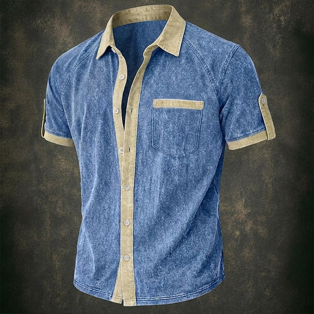 Lloyd | Men's Acid Wash Cotton Short Sleeve Shirt