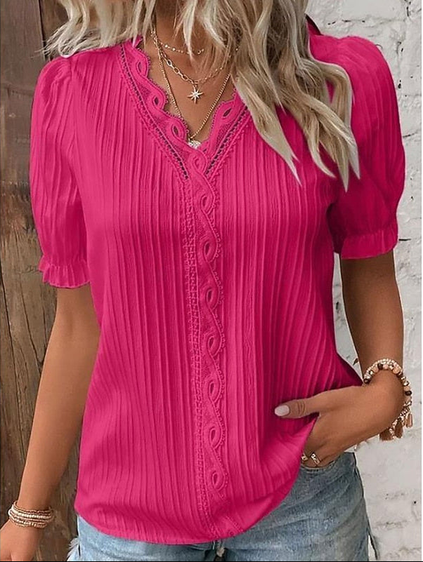 Harper | Lace-Trim V-Neck Blouse
