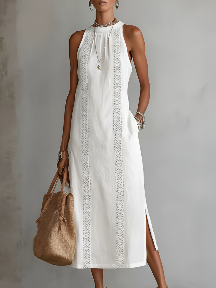 Elinor | Sleeveless Lace-Trim Midi Dress