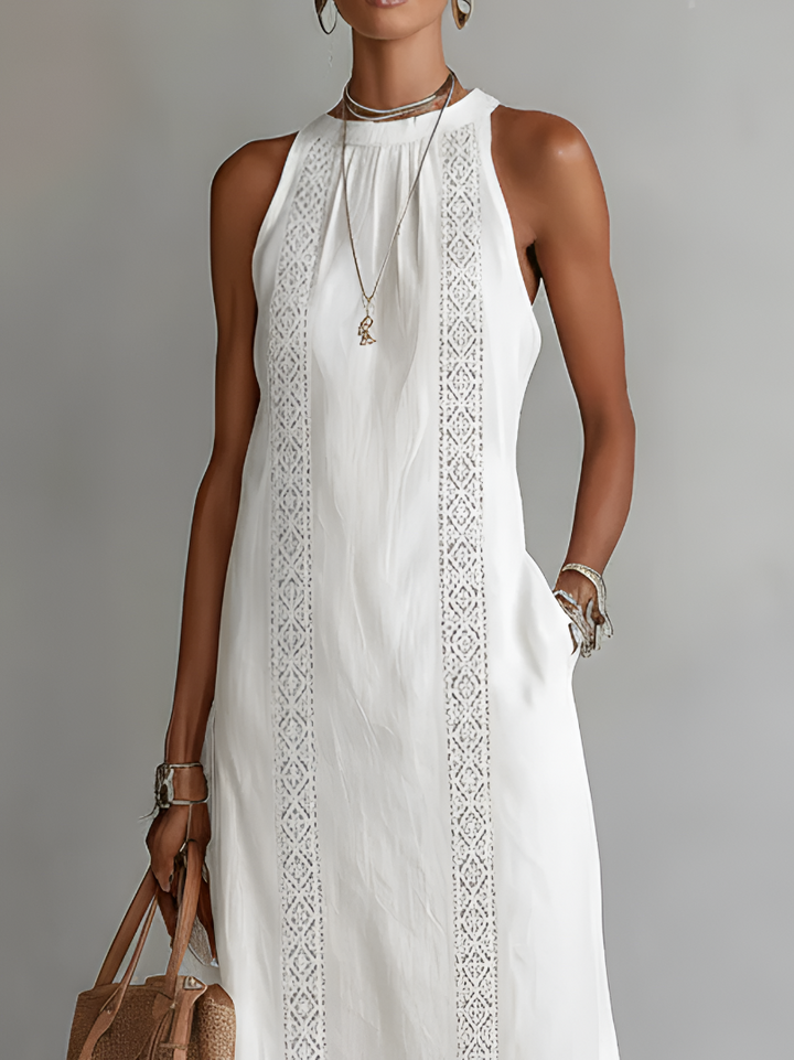 Elinor | Sleeveless Lace-Trim Midi Dress