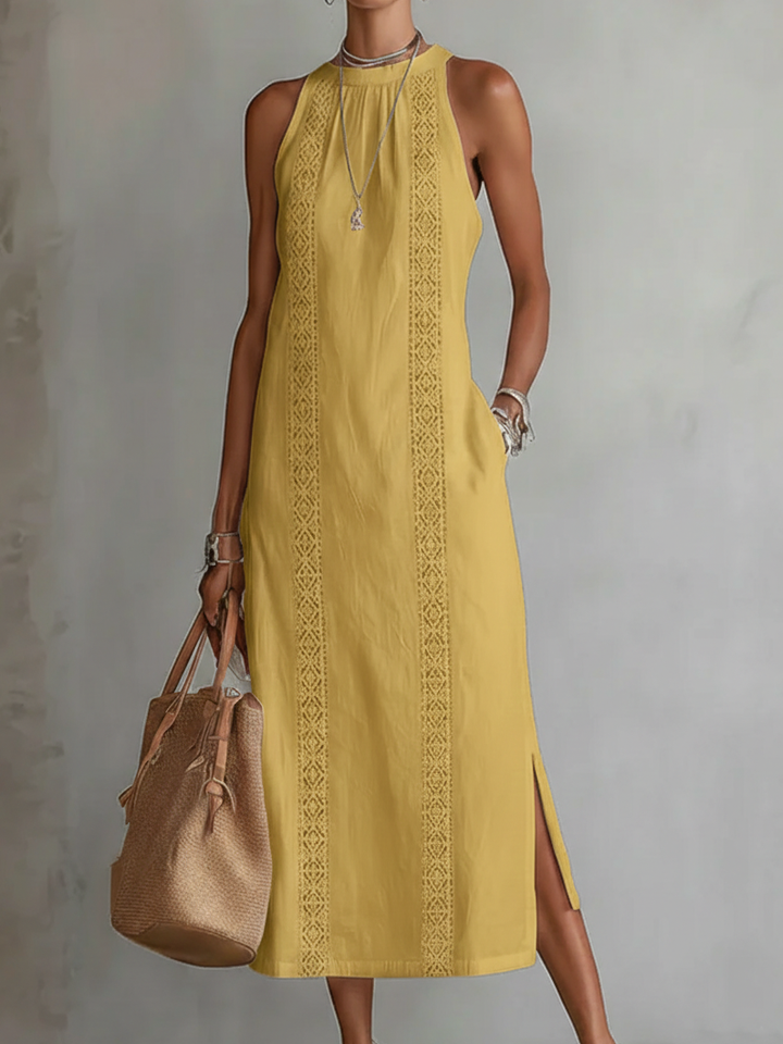 Elinor | Sleeveless Lace-Trim Midi Dress