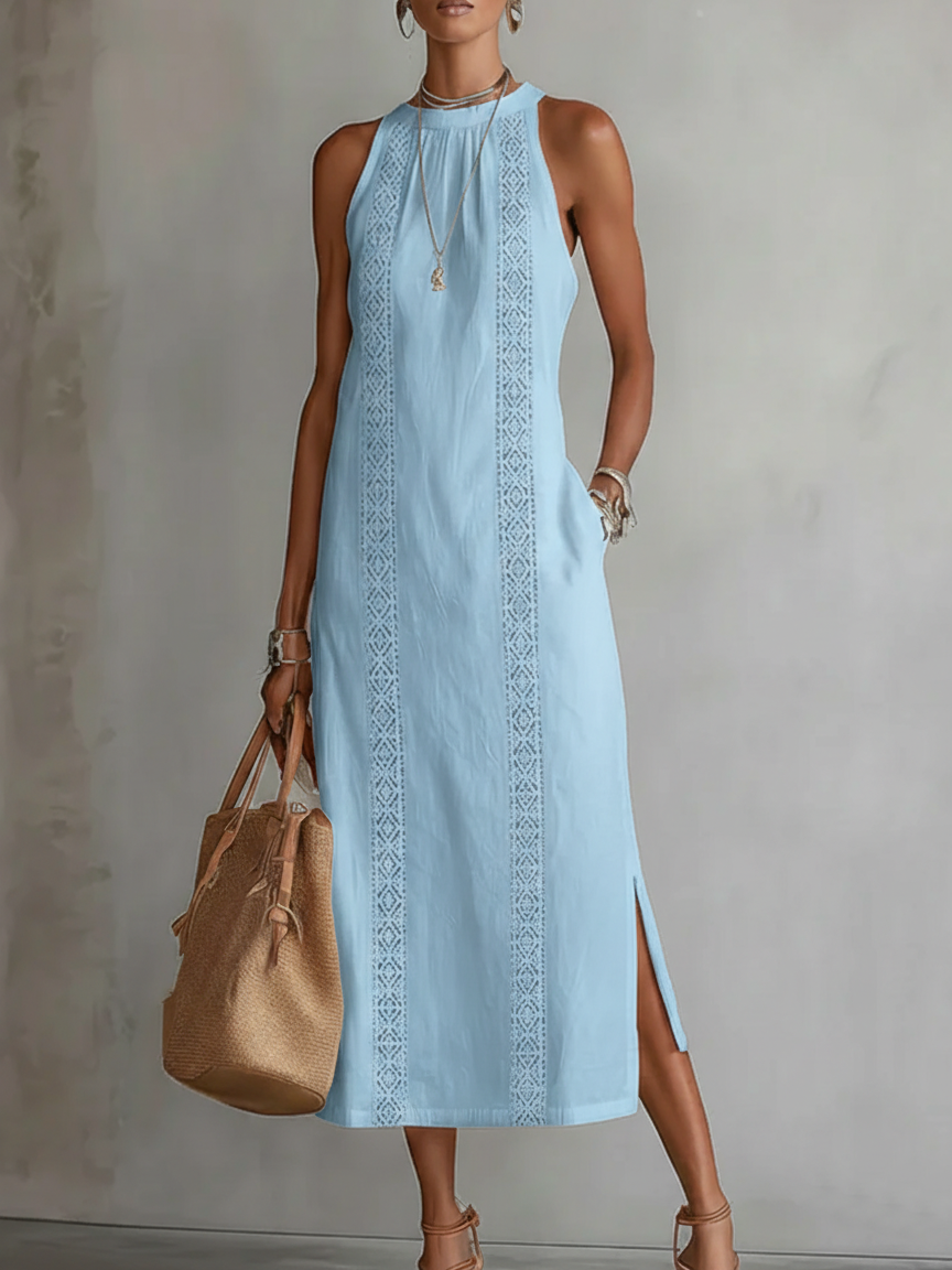 Elinor | Sleeveless Lace-Trim Midi Dress