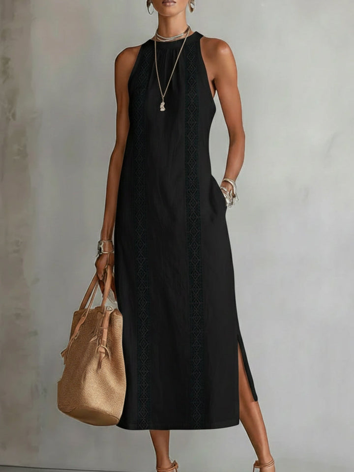Elinor | Sleeveless Lace-Trim Midi Dress