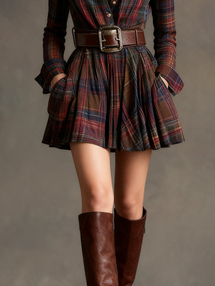 Honorine | Belted Check Mini Dress