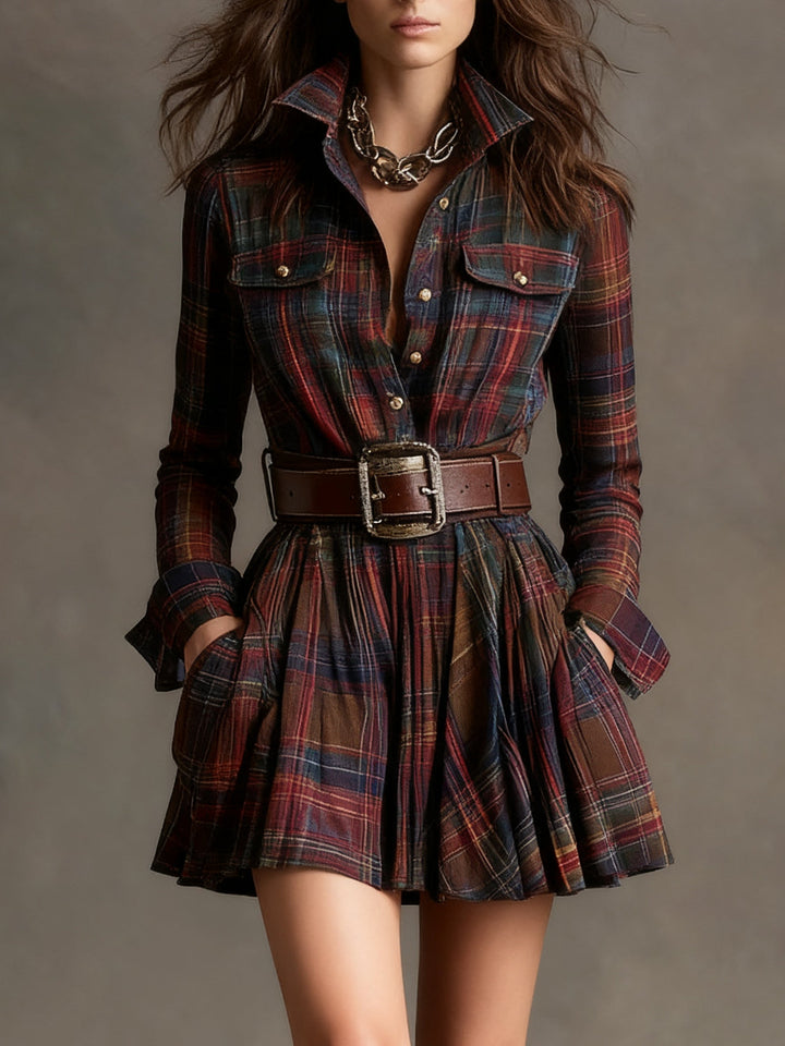 Honorine | Belted Check Mini Dress