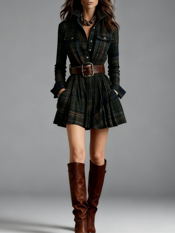 Honorine | Belted Check Mini Dress